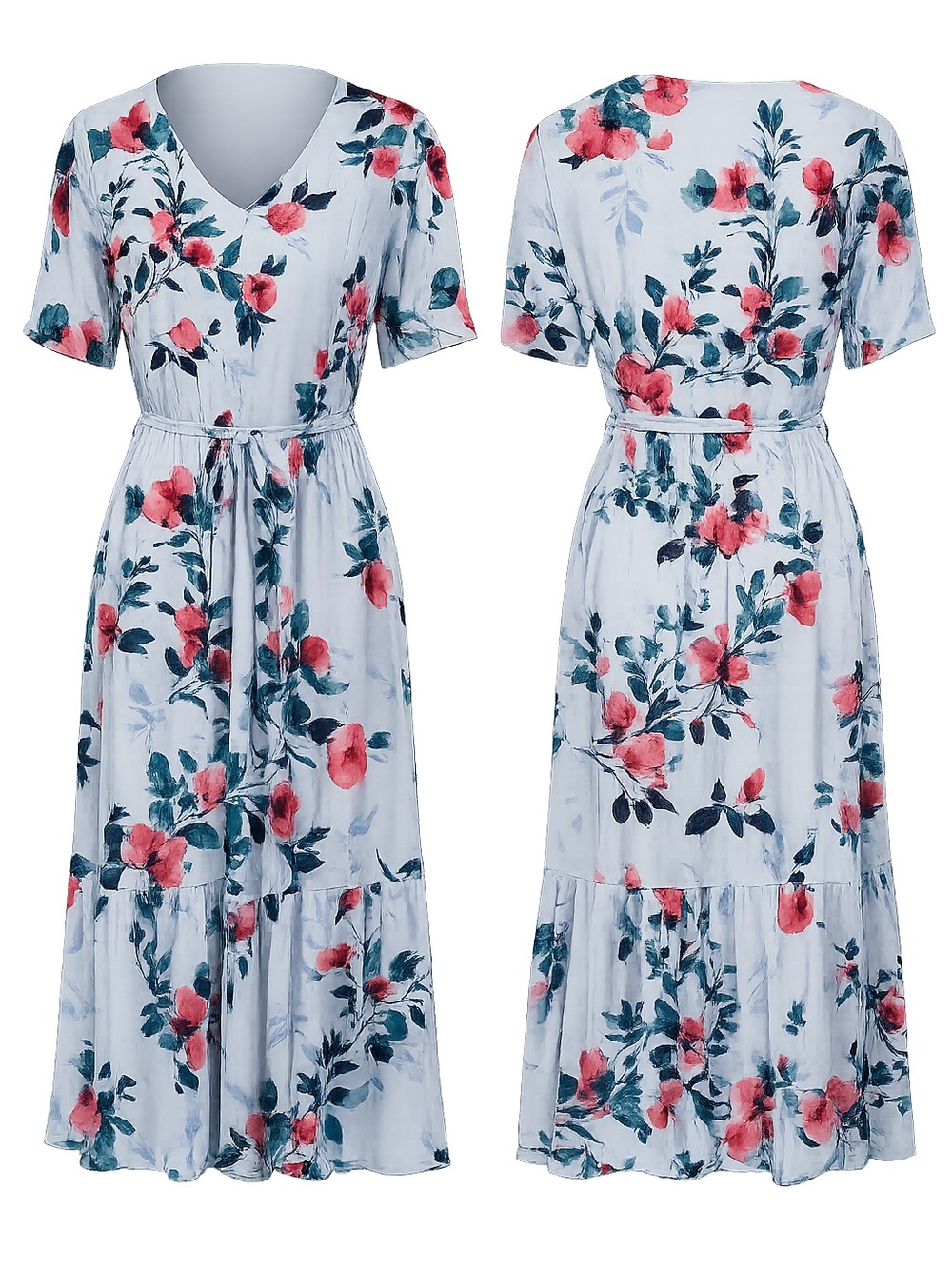 J.Jill Cornflower Wildflower Floral Tiered Midi Dress, Size LP NWT